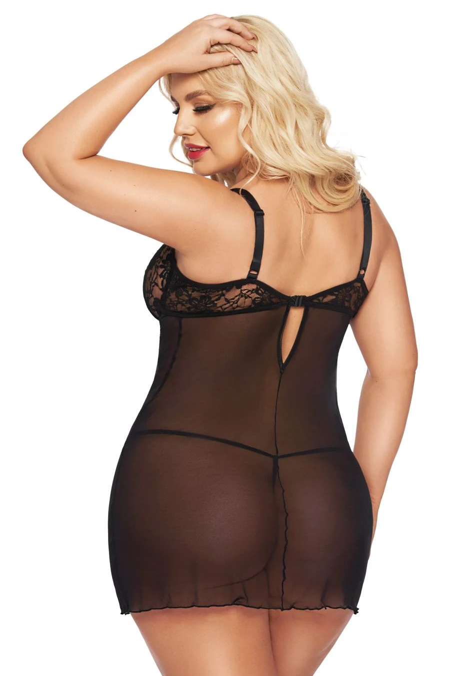 Ночная сорочка и стринги SoftLine Collection Cornelia, черный, XXXL