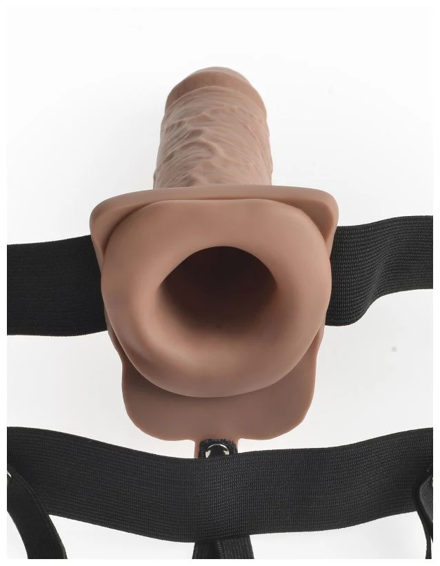 Перезаряжаемый универсальный вибрострапон с пультом ДУ 7 Hollow Rechargeable Strap-On Remote Tan