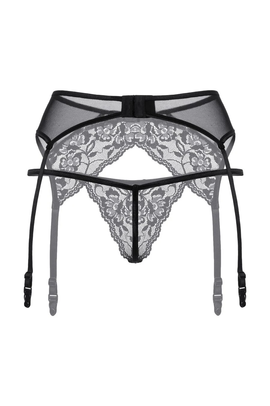 Пояс для чулок и стринги кружевные SoftLine Collection, черный, M/L