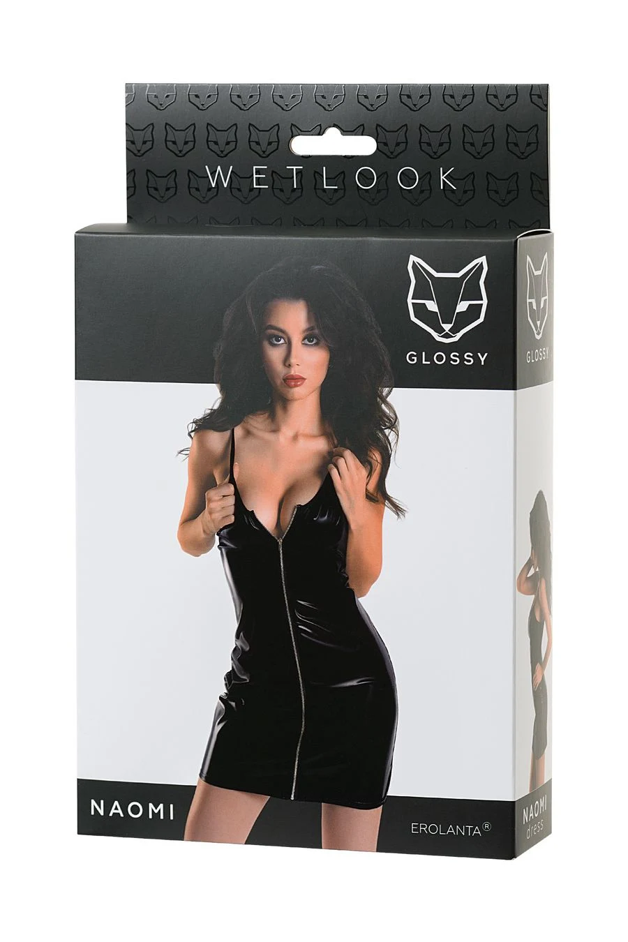 Платье Glossy Naomi из материала Wetlook, черное, S