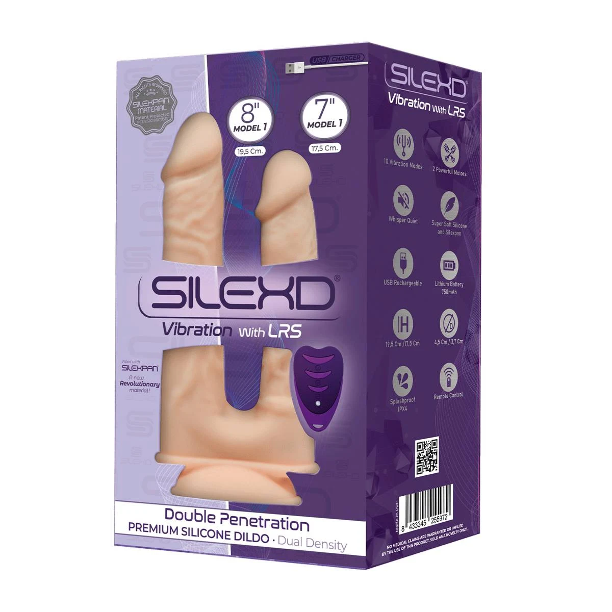 Вибратор-реалистик SILEXD Penetrant Model 1, 8" & 7", телесный, с пультом