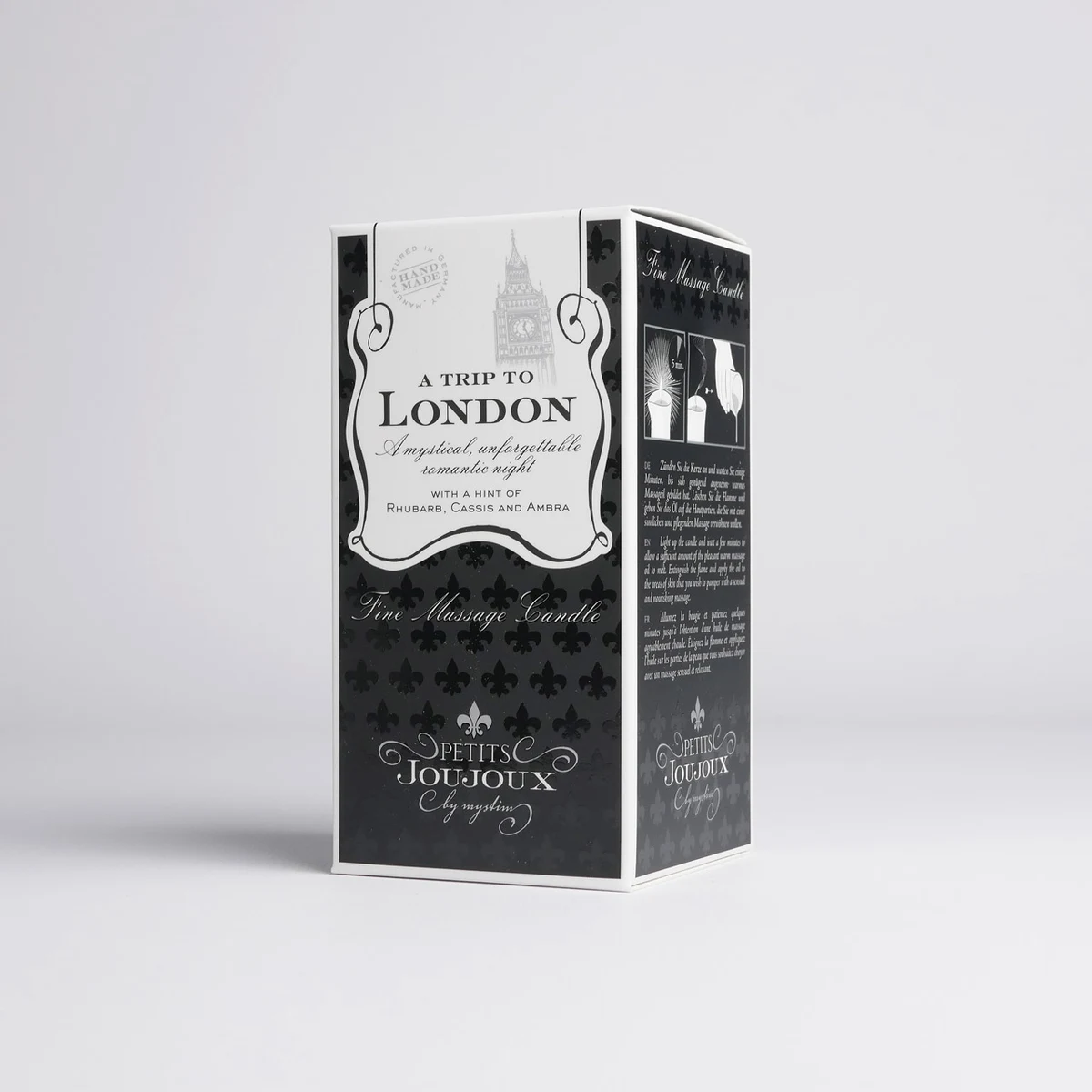 Petits Joujoux London Аромат–Ревень, амбра, черная смор, массажное масло в виде свечи.120 г