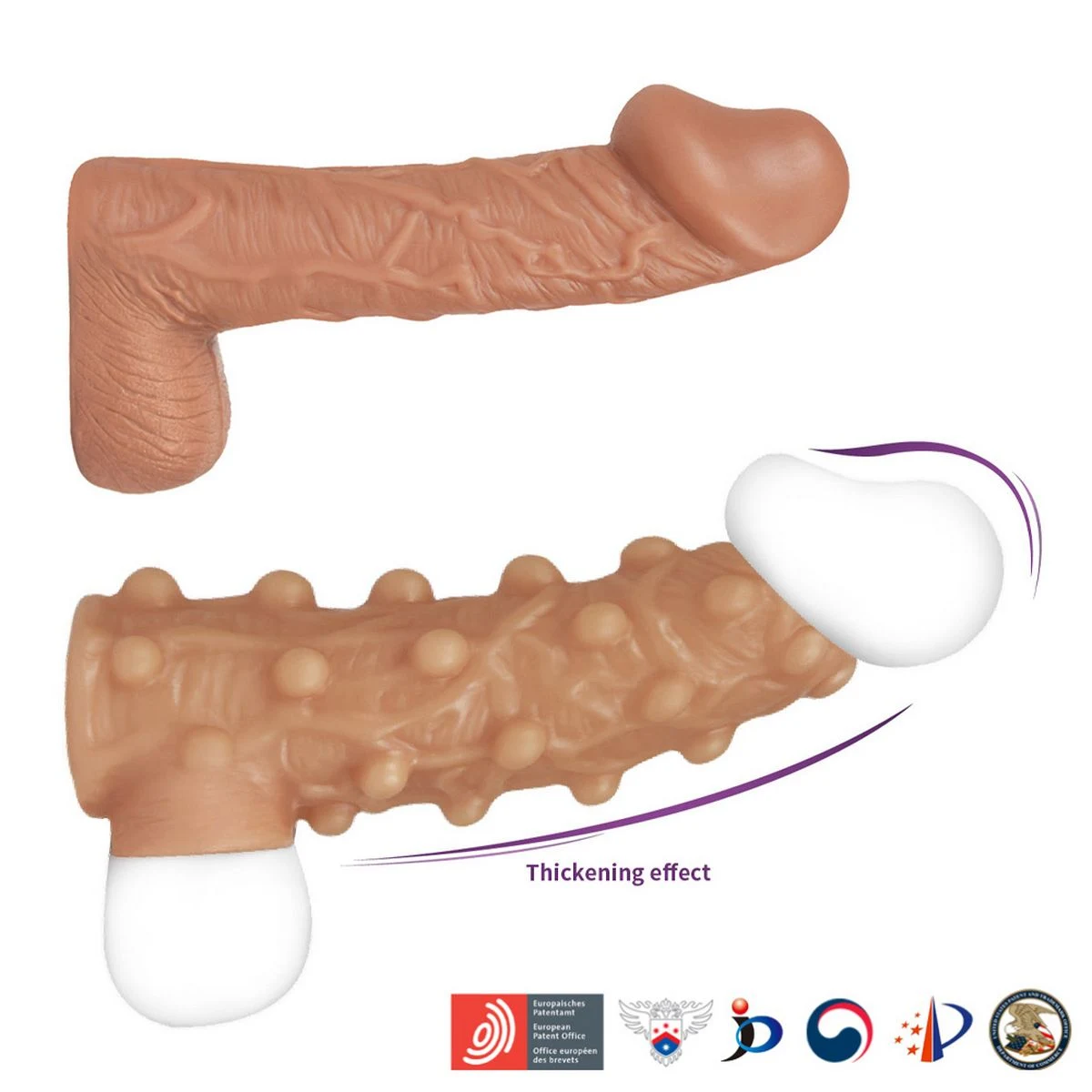 Насадка реалистик на фаллос, с пупырышками и отверстием для мошонки COCK SLEEVE RES.002 Medium