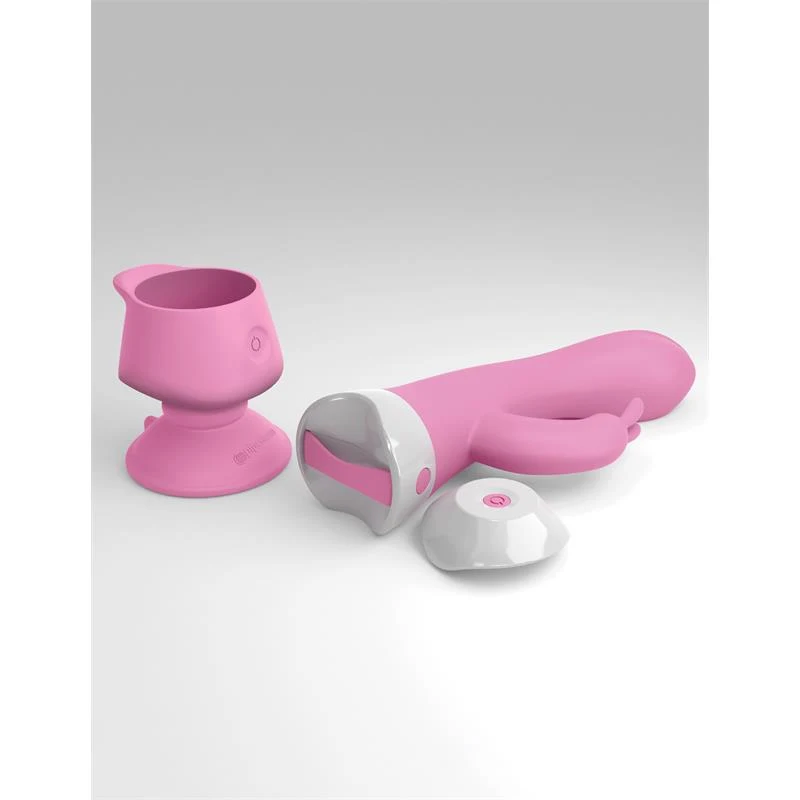 Розовый вибратор-кролик со съемной присоской Wall Banger Rabbit - 19,9 см