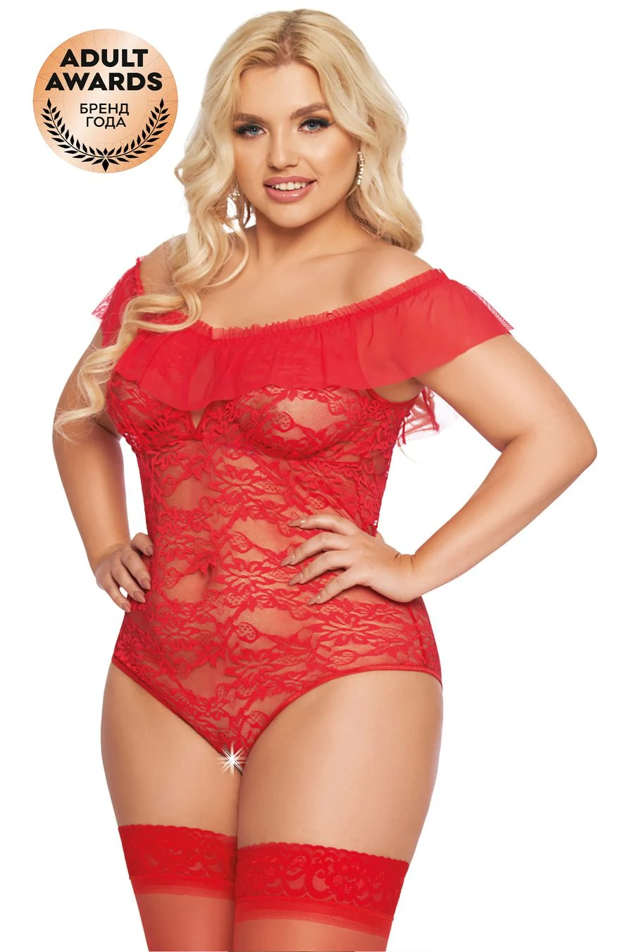 Боди SoftLine Collection Kamila, красный, XXXL