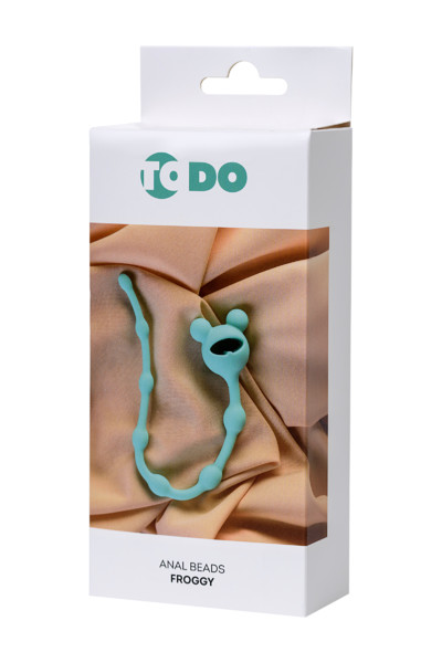 Анальная цепочка ToDo by Toyfa Froggy, силикон, мятная, 27,4 см,  1,4 см