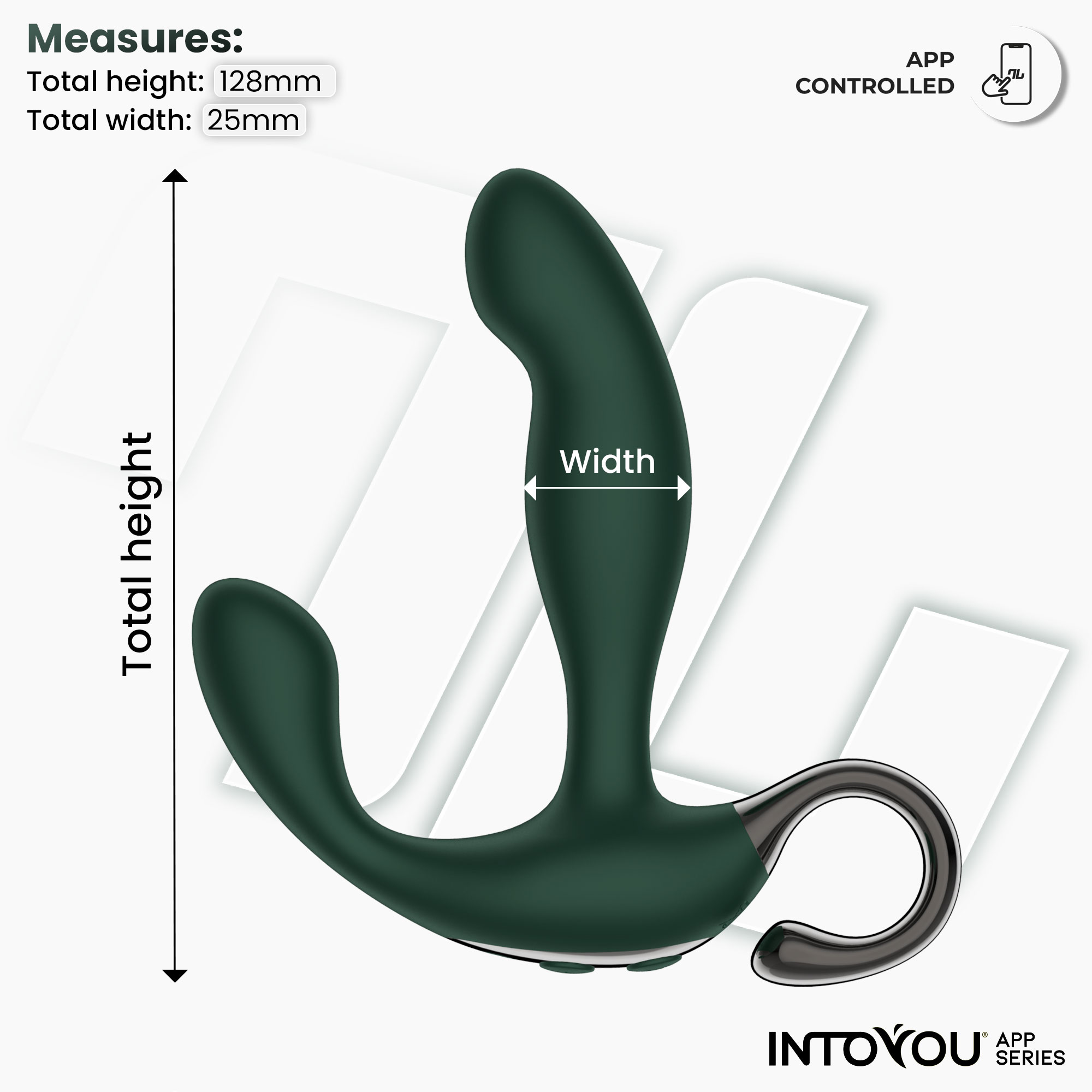 Вибромассажёр простаты Greeny IntoYou, c вибрацией, длина 12.80 см, диаметр 2.50 см