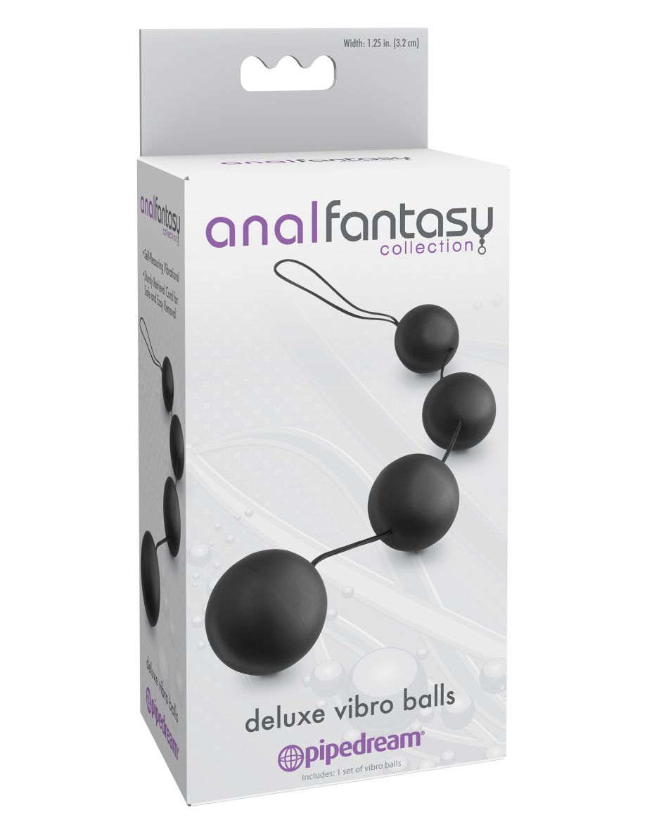 Анальная цепочка из 4 шариков из силикона Deluxe Vibro Balls Pipedream, диаметр 3.20 см