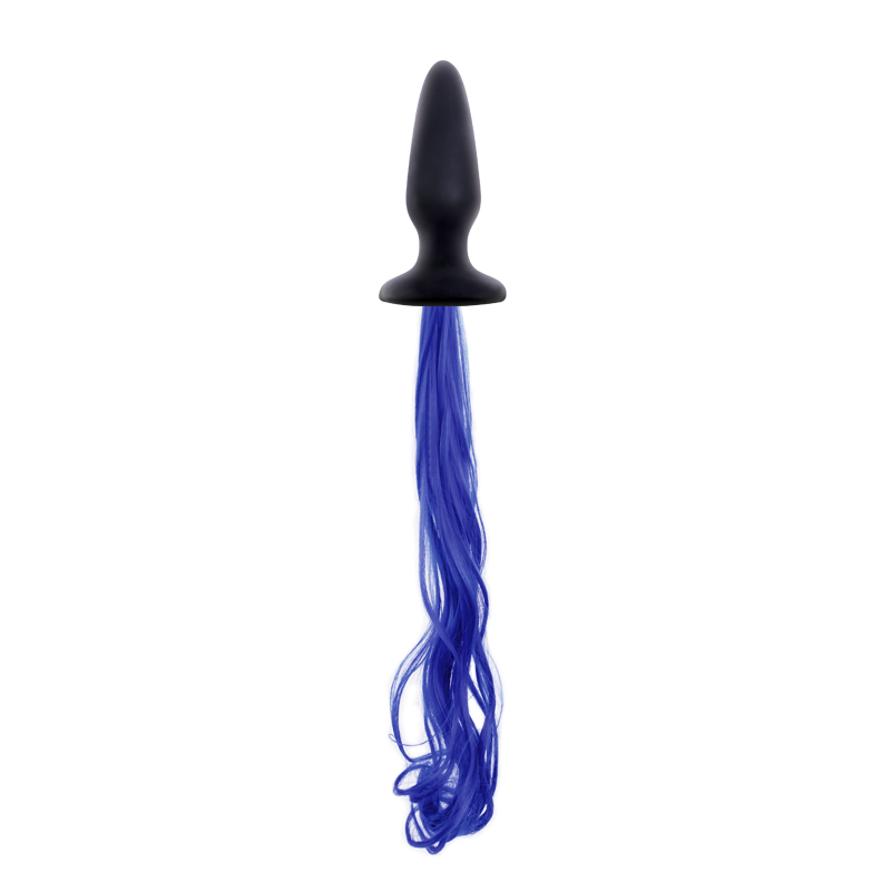 Анальная пробка с яркосиним хвостом Unicorn Tails - Blue NSnovelties, длина 10.00 см, диаметр 3.20 см