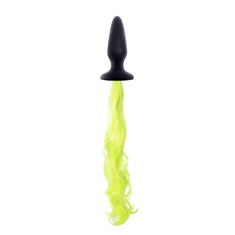 Анальная пробка с ярко желтым хвостом Unicorn Tails - Yellow NSnovelties, длина 10.00 см, диаметр 3.20 см