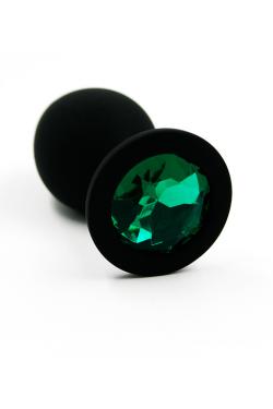 Анальная пробка из силикона с зеленым кристаллом dark green Длина: 7 см. Диаметр: 3,5 см.