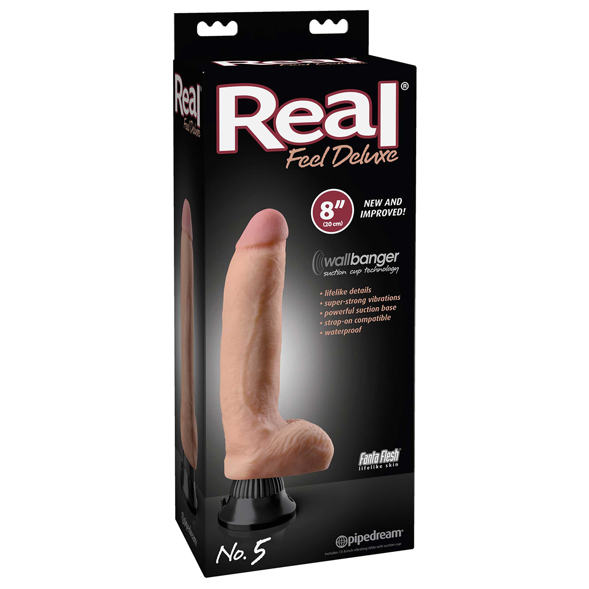 Вибромассажер реалистик на присоске Real Feel Deluxe 8 No. 5 водонепронецаемый Pipedream, c вибрацией, длина 24.40 см, диаметр 5.40 см