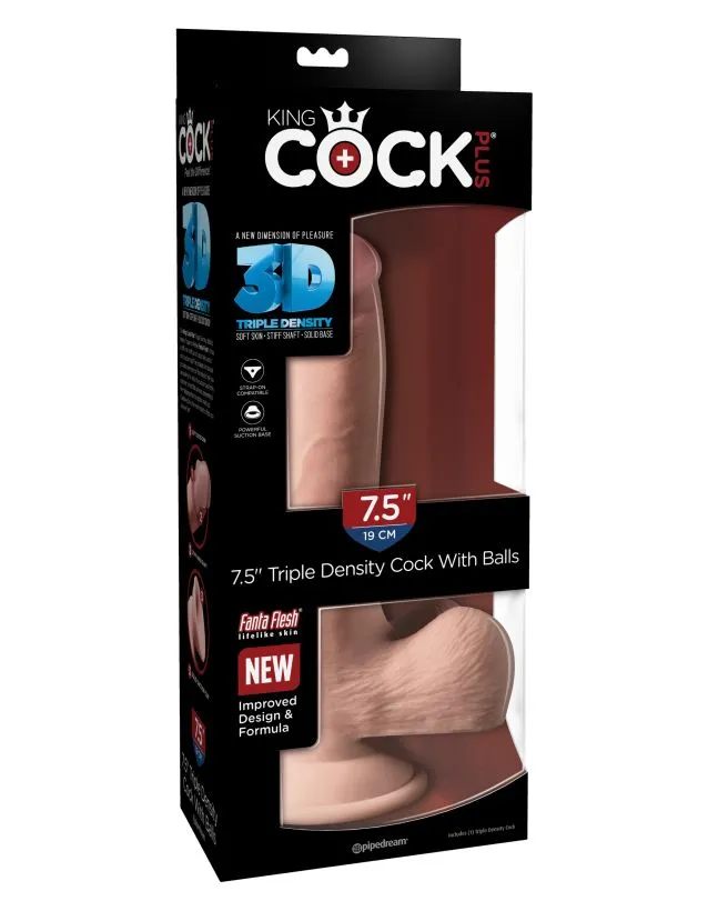 Фаллоимитатор на присоске King Cock Plus 7.5 Triple Density Cock with Balls Pipedream, длина 22.90см, диаметр 4.60см