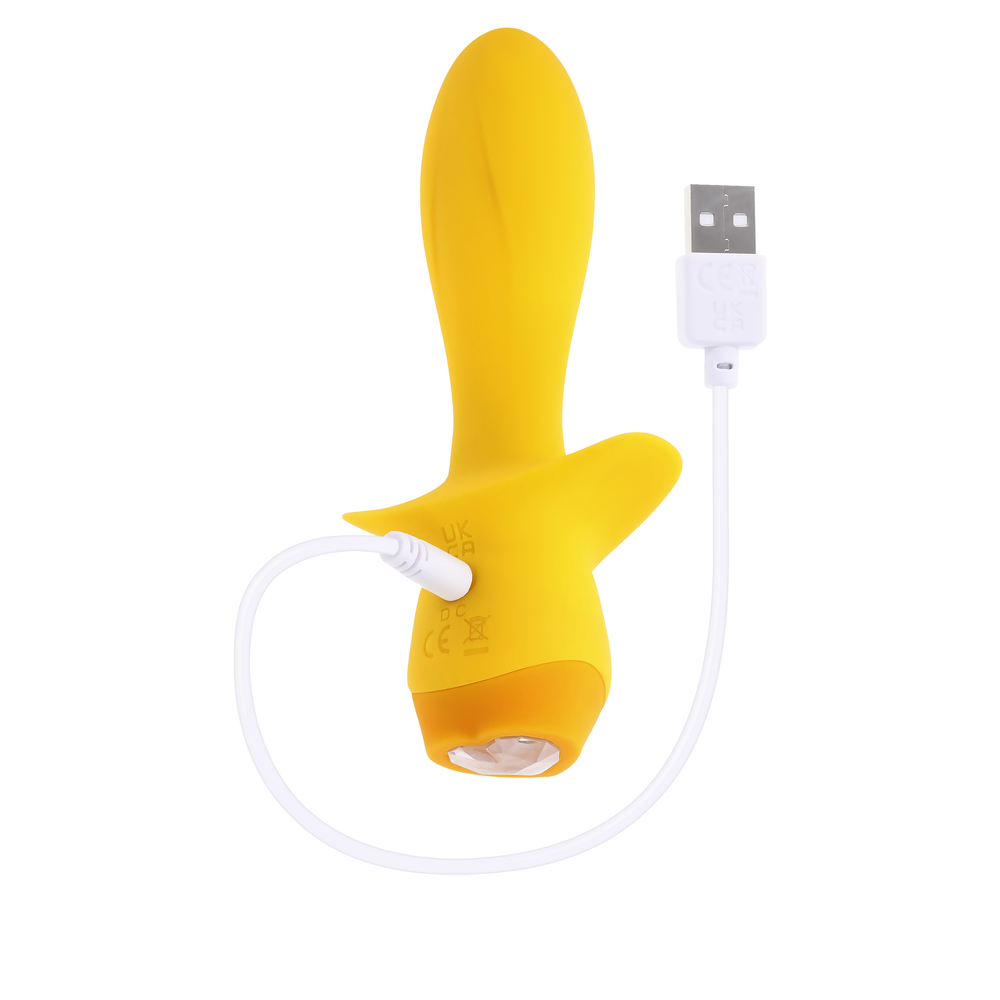 Анальная вибропробка Mellow Yellow Evolved, c вибрацией, длина 13.49 см, диаметр 3.05 см
