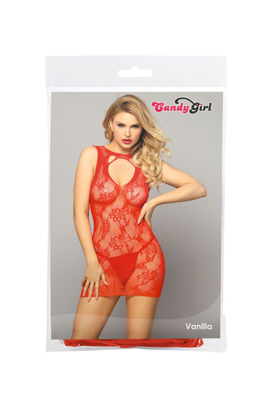 Платье-сетка и стринги Candy Girl Vanilla, нейлон, красный, OS