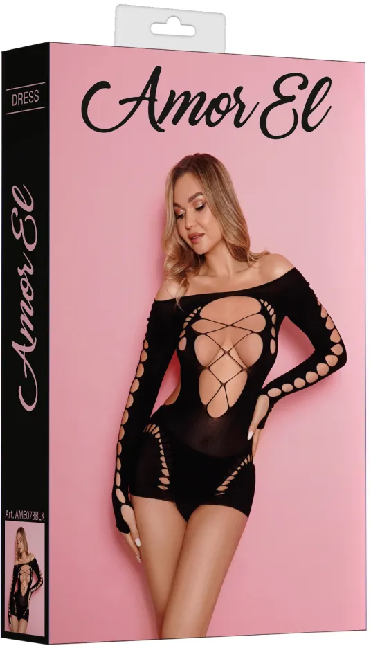 Соблазнительное мини платье со шнуровкой на груди (чёрное) S/L (42-46)