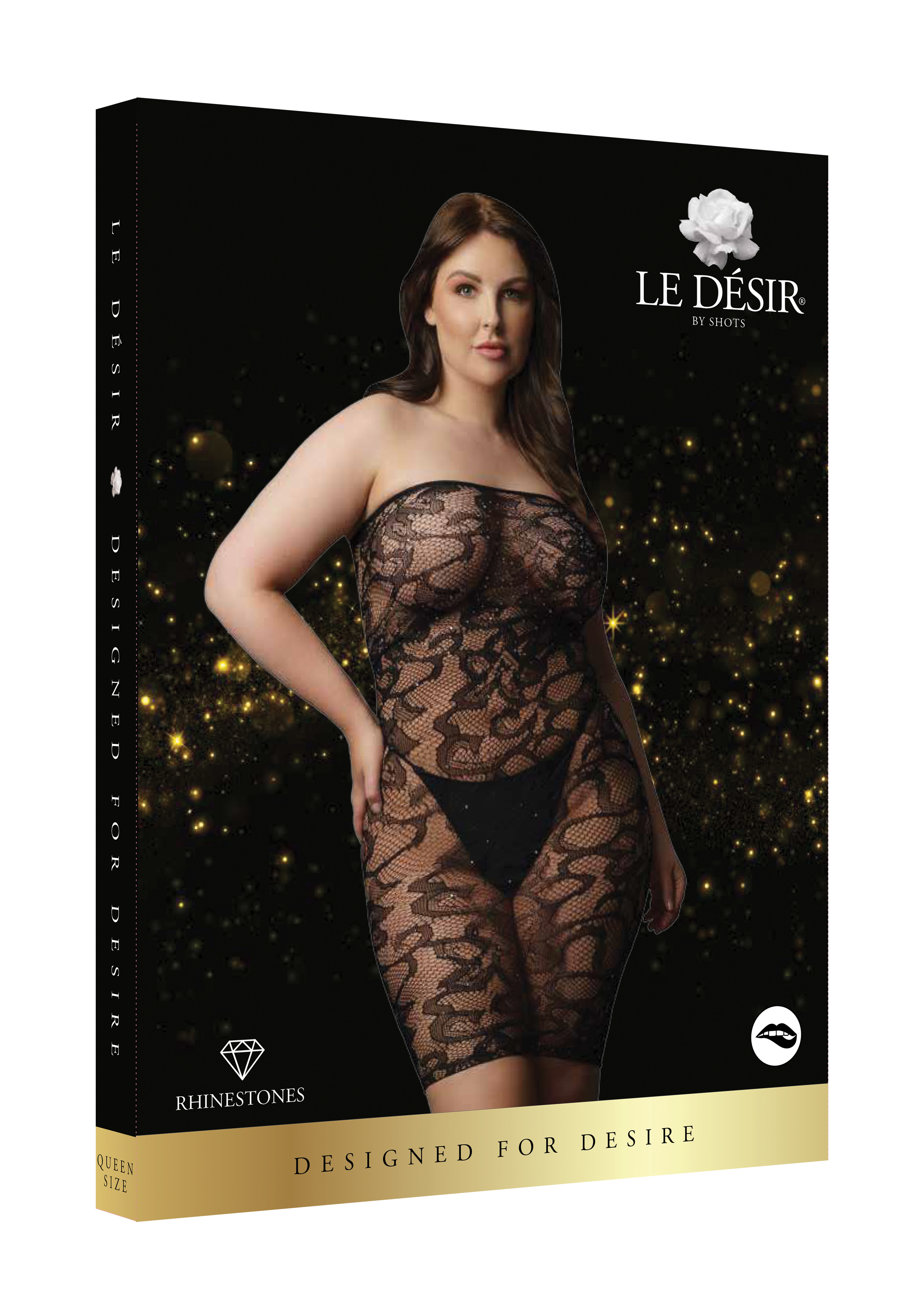 Мини платье без бретелек Star Rhinestone Plus size (черное) со стразами