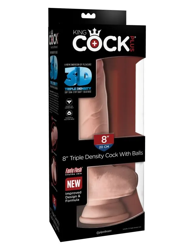 Фаллоимитатор на присоске King Cock Plus 8 Triple Density Fat Cock with Balls Pipedream, длина 24.10 см, диаметр 4.80 см