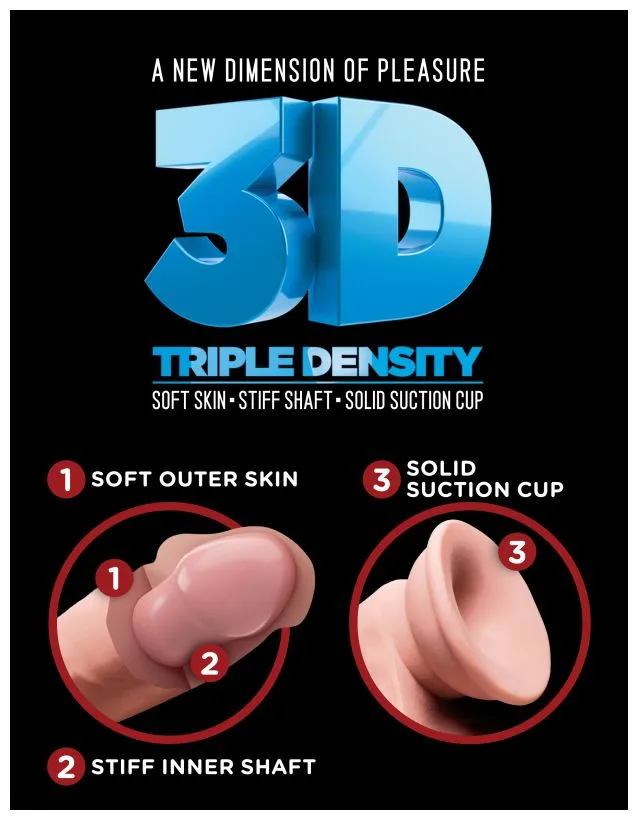 Фаллоимитатор на присоске King Cock Plus 8 Triple Density Fat Cock with Balls Pipedream, длина 24.10 см, диаметр 4.80 см