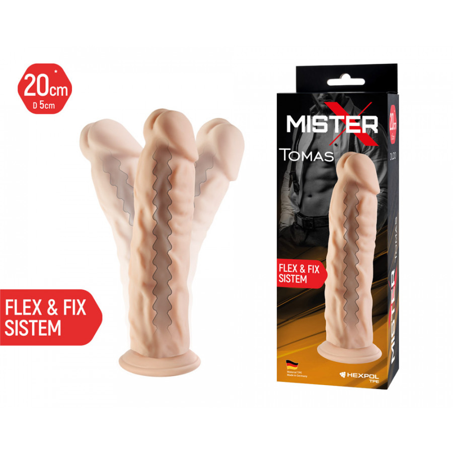 Фаллоимитатор на присоске с гибким хребтом Mister-X TOMAS SITABELLA, длина 16.00 см, диаметр 4.00 см