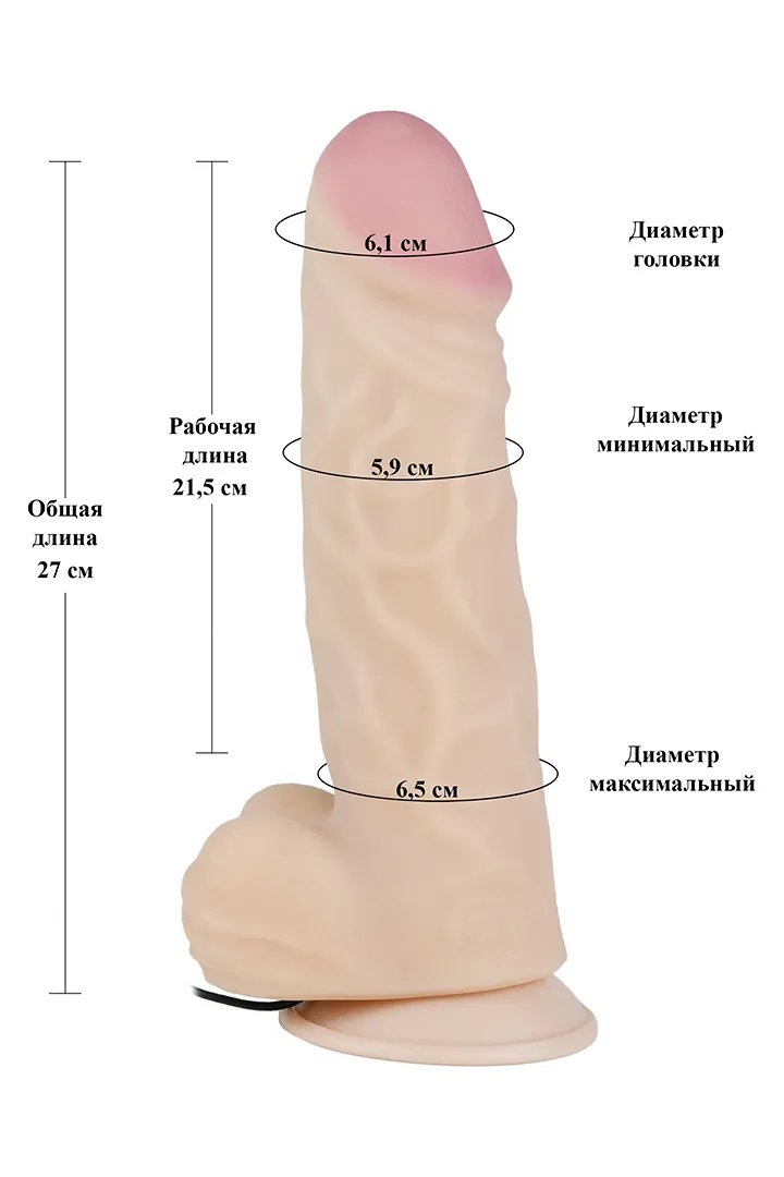 Вибромассажёр киберскин-ГИГАНТ Длина 27 см. диаметр 6.5 см.