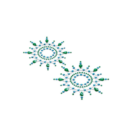 Набор стикеров Breast &amp; Pubic Jewelry зеленые и синие кристаллы, 3 шт.