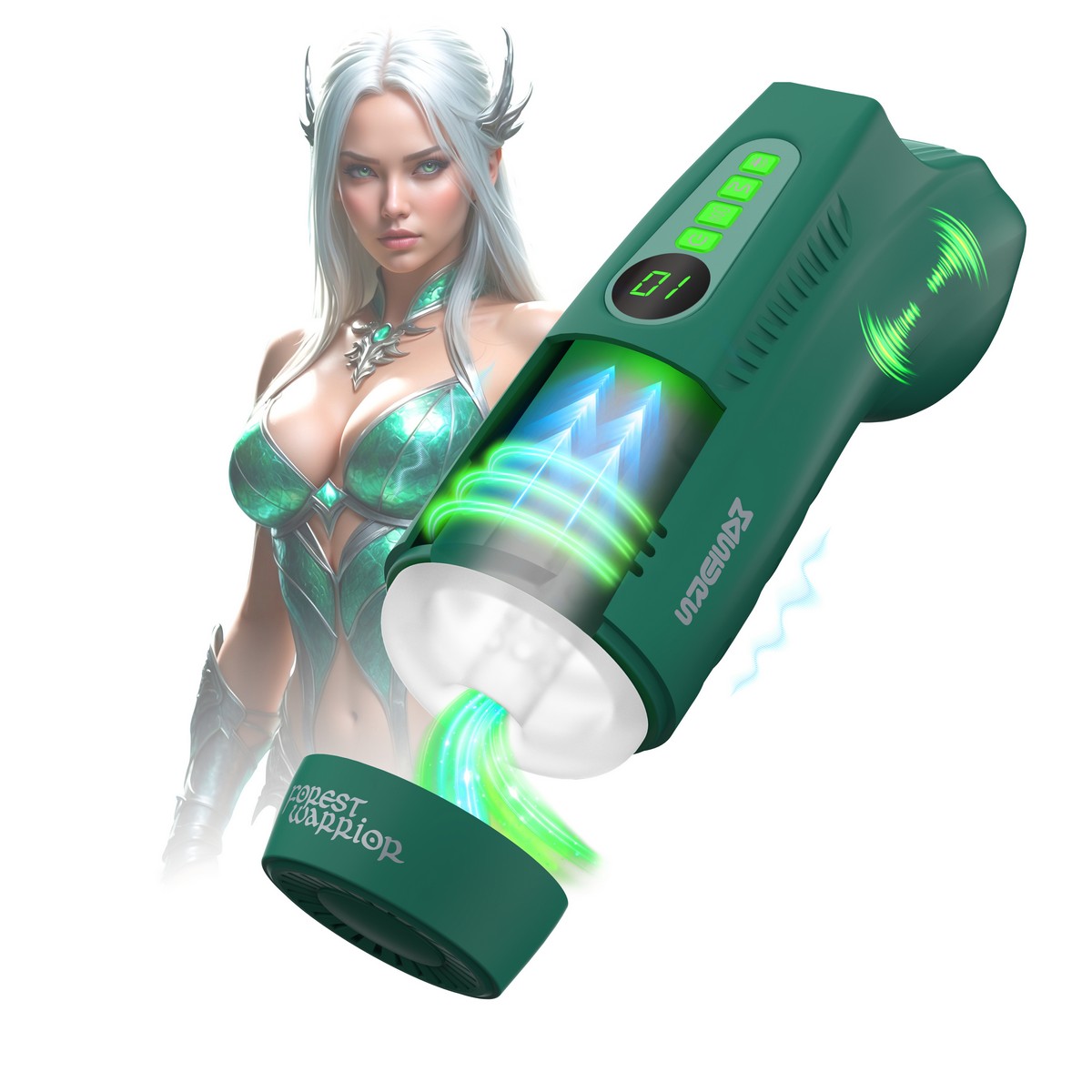 Интерактивный мастурбатор Masturs Forest Warrior Ayla. Вакуум, вибрация, озвучка. Masturs, c вибрацией, длина 28.00 см, диаметр 2.50 см