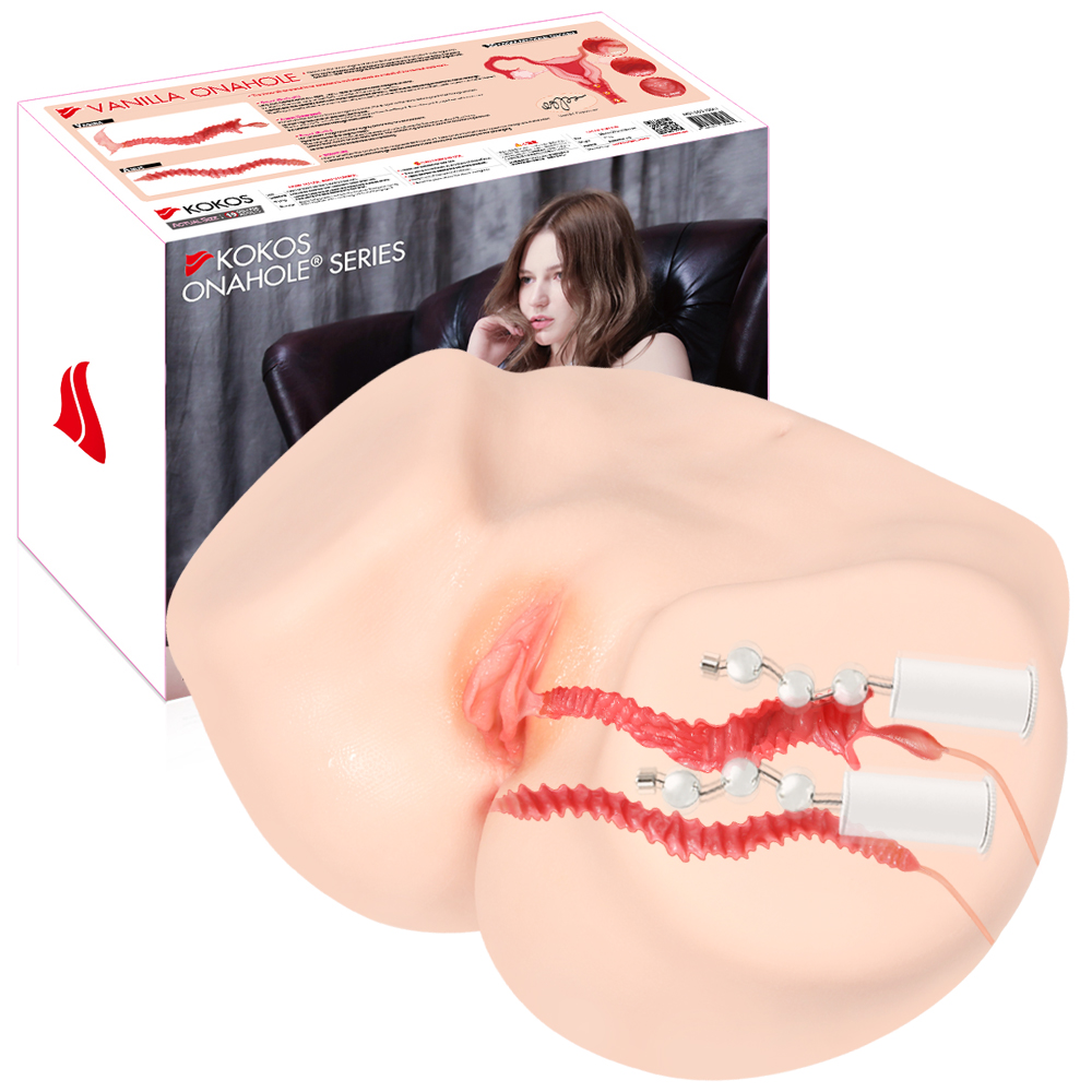 Vanilla Onahole Real Vagina Мастурбатор полуторс с двойным слоем, с вибрацией KOKOS, c вибрацией, длина 37.00 см, диаметр 1.50 см