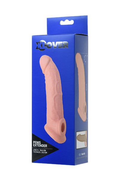 НАСАДКА TOYFA XLOVER, ДЛЯ УВЕЛИЧЕНИЯ РАЗМЕРА, TPE, ТЕЛЕСНЫЙ, 16,5 СМ
