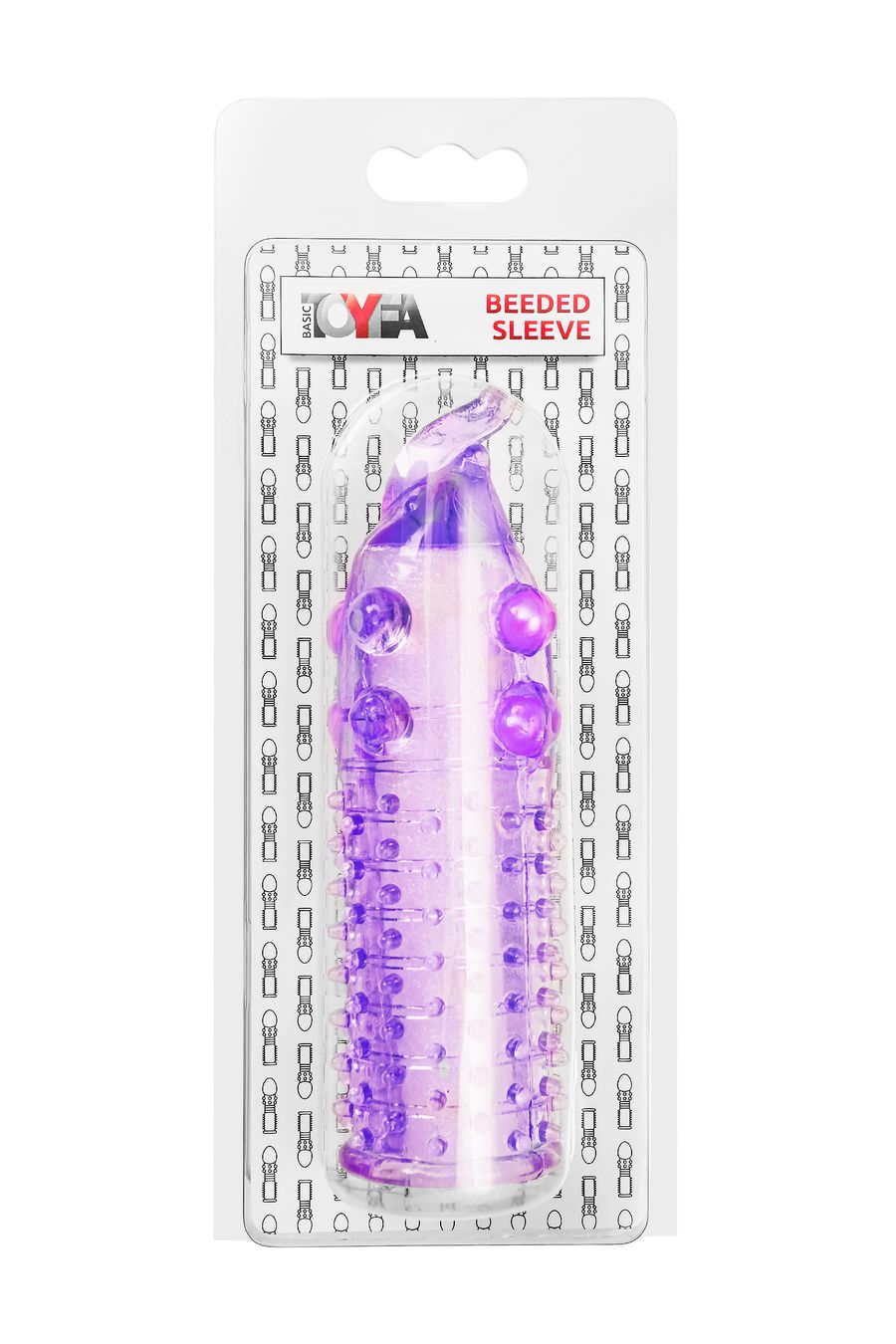 Насадка на пенис с шариками TOYFA Basic, TPE, фиолетовый, 13 см