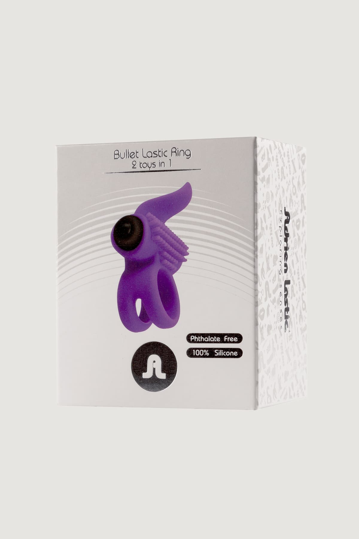 Bullet Lastic Ring Эрекционное кольцо с подхватом мошонки и стимуляцией клитора фиолетовое Adrien Lastic , c вибрацией, длина 7.00 см, диаметр 5.70 см