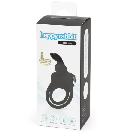 Вибронасадка с кольцом Happy Rabbit Cock Ring черная