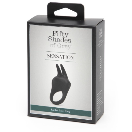 Эрекционное кольцо Fifty Shades of Grey Sensation с вибрацией, черное с кроликом