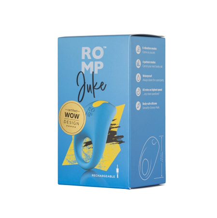 Эрекционное кольцо Romp Juke с вибрацией, синее
