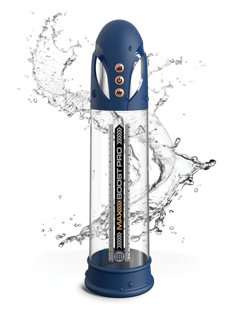 Помпа вакуумная автоматическая мужская Max Boost Pro Flow, синяя Pipedream, c вибрацией, длина 30.00 см, диаметр 3.00 см
