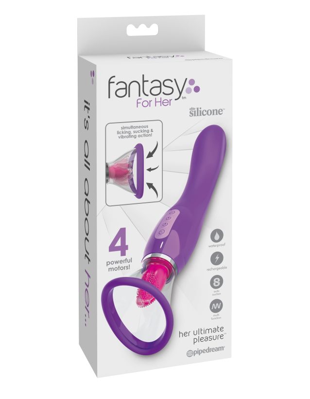 Вибростимулятор с помпой и язычком Fantasy For Her Her Ultimate Pleasure Pipedream, c вибрацией, длина 25.40 см