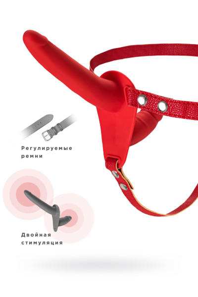СТРАПОН НА КРЕПЛЕНИИ BLACK&amp;RED BY TOYFA, СИЛИКОН, КРАСНЫЙ, 24 СМ