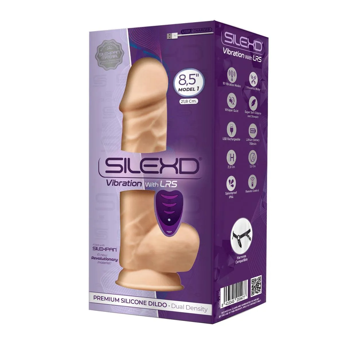 SileXD Вибростимулятор-реалистик Model 1 с пультом ДУ Adrien Lastic , c вибрацией, длина 21.50 см, диаметр 5.10 см