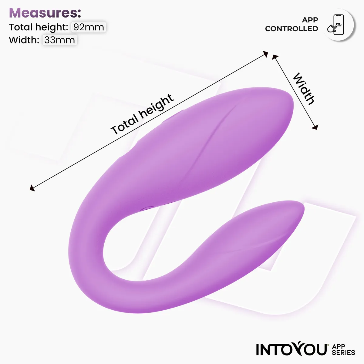Интерактивный вибромассажёр для пар Couple Toy Lavender IntoYou, c вибрацией, длина 9.20 см, диаметр 3.30 см