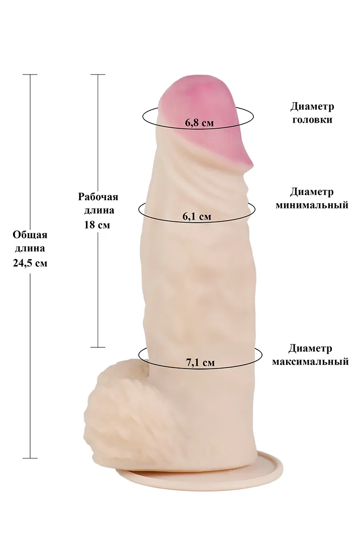 Вибромассажёр киберскин-ГИГАНТ Длина 24.5 см. диаметр 7.1 см.
